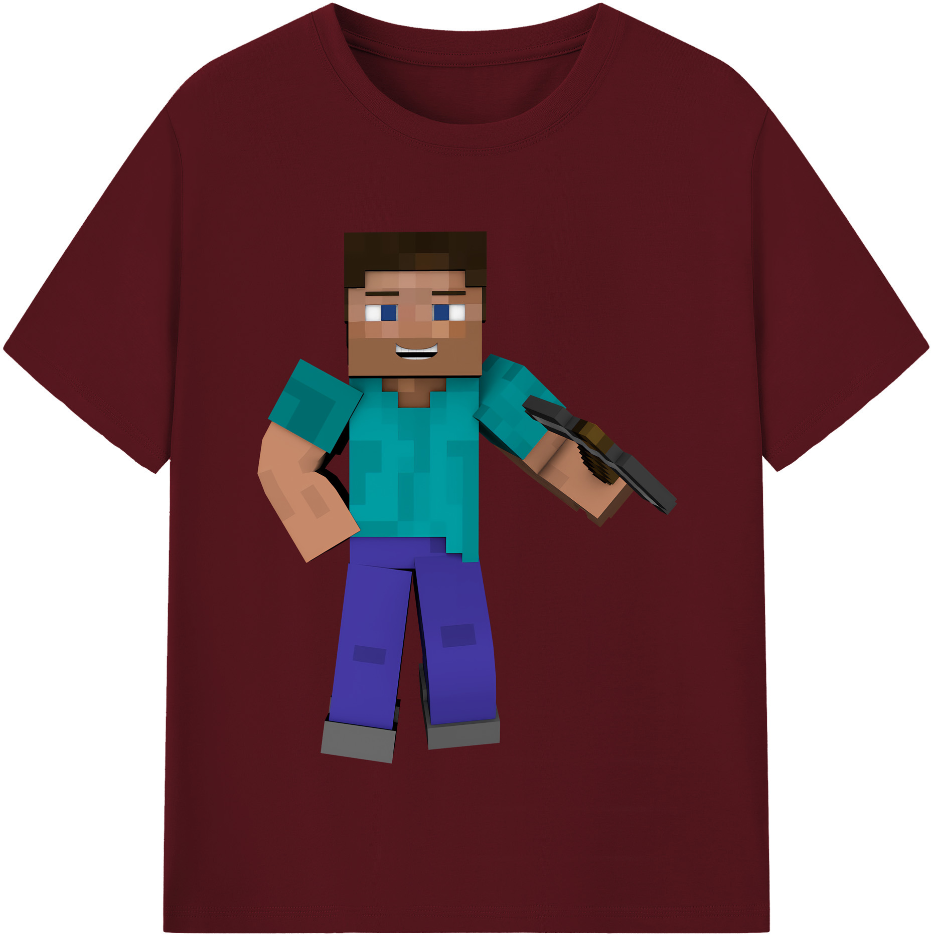 （画像用） マインクラフト ブロックの世界 Minecraft MC Block world 綿100％半袖Tシャツ（フロントプリント）